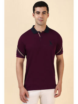 Allen Solly - Purple Solid Regular Fit Polo T-Shirt