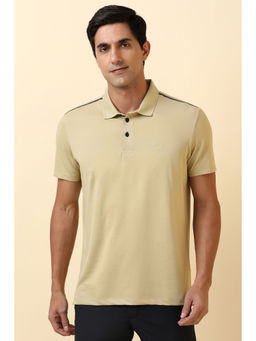 Allen Solly - Beige Solid Regular Fit Polo T-Shirt