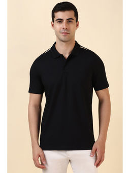 Allen Solly - Black Solid Regular Fit Polo T-Shirt