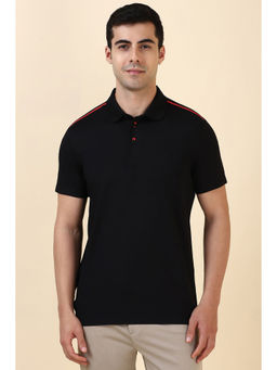Allen Solly - Black Solid Regular Fit Polo T-Shirt