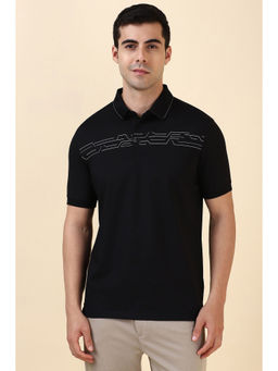 Allen Solly - Black Printed Regular Fit Polo T-Shirt