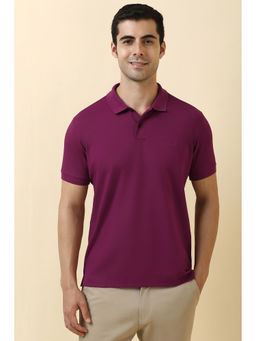 Allen Solly - Magenta Solid Regular Fit Polo T-Shirt