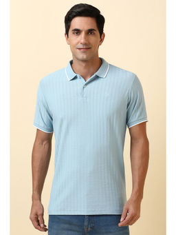 Allen Solly - Blue Textured Regular Fit Polo T-Shirt