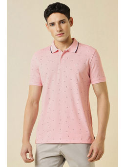 Allen Solly - Pink Printed Regular Fit Polo T-Shirt