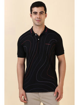 Allen Solly - Black Printed Regular Fit Polo T-Shirt