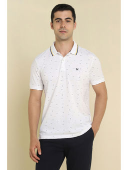 Allen Solly - White Printed Regular Fit Polo T-Shirt