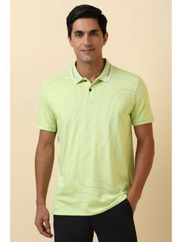 Allen Solly - Green Printed Regular Fit Polo T-Shirt