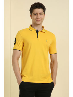 Allen Solly - Yellow Solid Regular Fit Polo T-Shirt