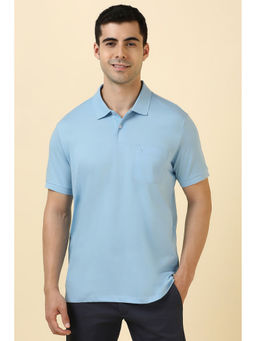 Allen Solly - Blue Solid Regular Fit Polo T-Shirt