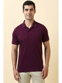 Allen Solly - Purple Solid Regular Fit Polo T-Shirt