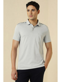 Allen Solly - Grey Solid Regular Fit Polo T-Shirt