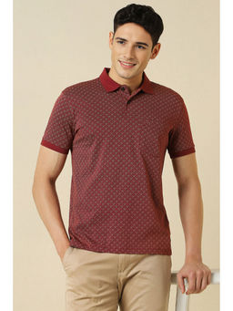 Allen Solly - Maroon Printed Regular Fit Polo T-Shirt