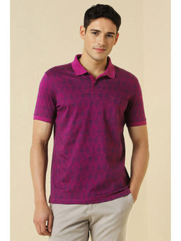 Allen Solly - Magenta Printed Regular Fit Polo T-Shirt