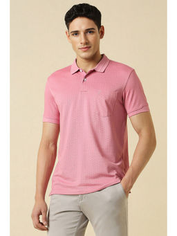 Allen Solly - Pink Printed Regular Fit Polo T-Shirt