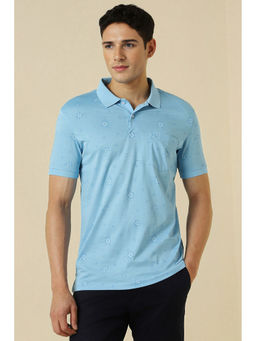 Allen Solly - Blue Printed Regular Fit Polo T-Shirt