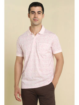 Allen Solly - Pink Printed Regular Fit Polo T-Shirt