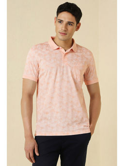 Allen Solly - Peach Printed Regular Fit Polo T-Shirt