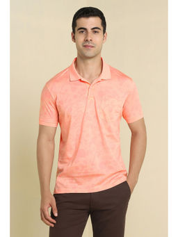 Allen Solly - Peach Printed Regular Fit Polo T-Shirt