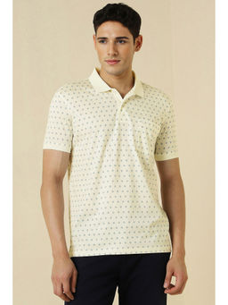 Allen Solly - Off White Printed Regular Fit Polo T-Shirt