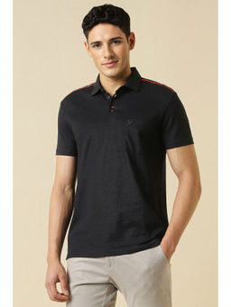 Allen Solly - Black Solid Regular Fit Polo T-Shirt