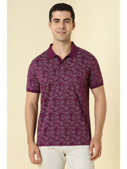 Allen Solly - Purple Printed Regular Fit Polo T-Shirt