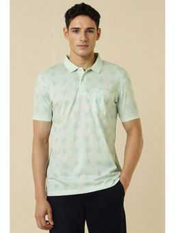 Allen Solly - Green Printed Regular Fit Polo T-Shirt