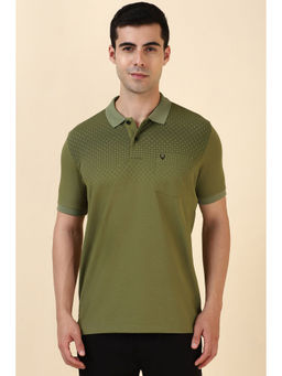 Allen Solly - Olive Printed Regular Fit Polo T-Shirt
