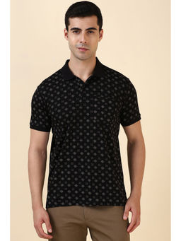 Allen Solly - Black Printed Regular Fit Polo T-Shirt