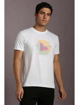 Louis Philippe - White Printed Slim Fit T-Shirt