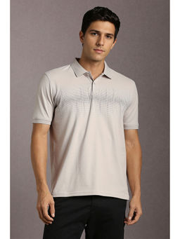 Louis Philippe - Grey Printed Regular Fit Polo T-Shirt