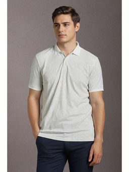Louis Philippe - Grey Self Design Regular Fit Polo T-Shirt