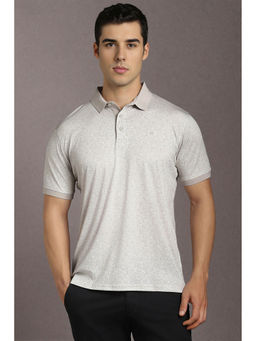 Louis Philippe - Grey Printed Regular Fit Polo T-Shirt