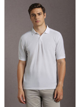 Louis Philippe - White Solid Regular Fit Polo T-Shirt