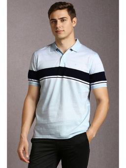 Louis Philippe - Blue Stripes Regular Fit Polo T-Shirt