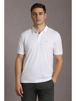 Louis Philippe - White Solid Regular Fit Polo T-Shirt