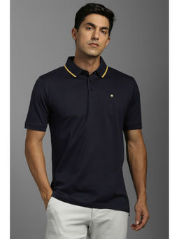 Louis Philippe - Black Self Design Regular Fit Polo T-Shirt