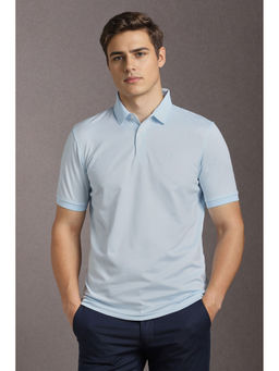 Louis Philippe - Blue Solid Regular Fit Polo T-Shirt
