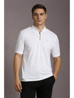 Louis Philippe - White Solid Regular Fit Polo T-Shirt