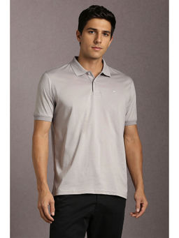 Louis Philippe - Grey Solid Regular Fit Polo T-Shirt