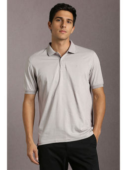 Louis Philippe - Grey Textured Regular Fit Polo T-Shirt