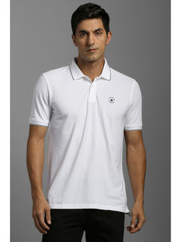 Louis Philippe - White Solid Regular Fit Polo T-Shirt