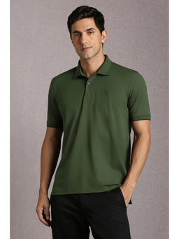 Louis Philippe - Olive Solid Regular Fit Polo T-Shirt