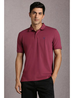 Louis Philippe - Maroon Solid Regular Fit Polo T-Shirt
