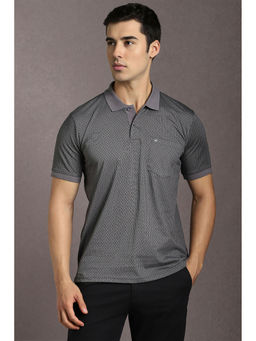 Louis Philippe - Grey Self Design Regular Fit Polo T-Shirt