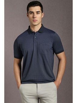 Louis Philippe - Navy Blue Printed Regular Fit Polo T-Shirt