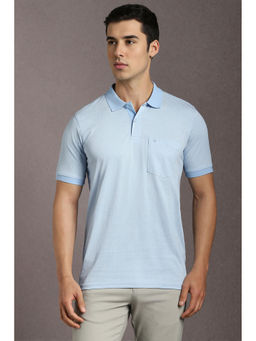 Louis Philippe - Blue Self Design Regular Fit Polo T-Shirt