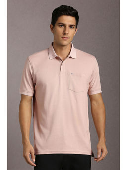 Louis Philippe - Pink Self Design Regular Fit Polo T-Shirt