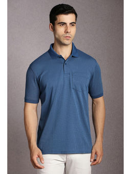 Louis Philippe - Blue Printed Regular Fit Polo T-Shirt
