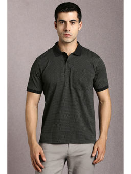 Louis Philippe - Black Printed Regular Fit Polo T-Shirt