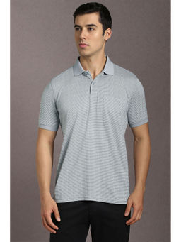 Louis Philippe - Grey Self Design Regular Fit Polo T-Shirt